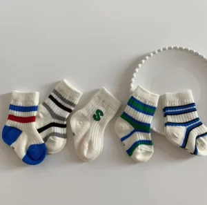 Baby Socks 0 3 Months Blue White Stripes Socks Boy Letter Infant Toddler Socks Cotton Knitted