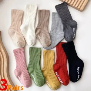 Baby Socks Boys Girls Cotton Stripe Soft Sock Kids Toddler NonSlip Rubber Grips Floor Socken