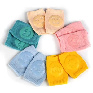 Baby Socks Elbow Crawling Knee Pads Smiling Face Print Baby Knee Pads for Crawling Cotton Baby