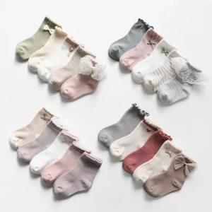 Baby Socks Kids Girls Cotton Bowknot Lace Socks for Toddler Children