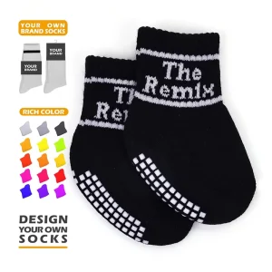 Baby Socks Organic Cotton Kids Black Children Socks Newborn Infant Toddlers Socks Anti Slip Grip Sox for Newborn Baby