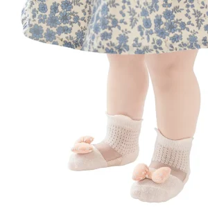 Baby Socks Summer Knitted Breathable Mesh Thin Zhuji Three Dimensional Polo Dot Bow Cute Newborn Socks
