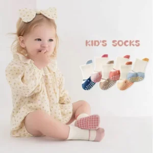 Baby Soft Cotton Anti slip Socks 3D Ears Cute Custom Kids Non Slip Grip Socks Toddler Knitted