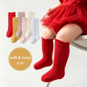 Baby Summer New Thin Cotton Socks Infant Toddler Long Hollow Out Soft Cotton Mesh Knee High Kids Lace Socks with Ruffles