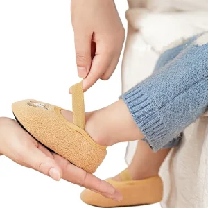 Baby Toddler Shoes Autumn Velvet Thickened Anti-Slip Floor Socks Soft Bottom Tie Cartoon Warm Children’s Shoes