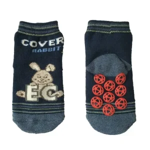 Baby Toddler Summer Knitted Breathable Cotton Ankle Anti Slip Crew Socks with Cute Rabbits Pattern and Silicone Grips