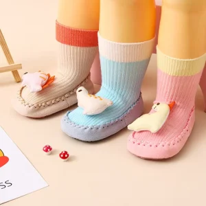 Baby Toddler Walking Shoes Socks Stock Indoor Non Slip Soft Sole Cashmere Animal Prints Mid Calf Unisex
