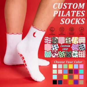 Ballet Crew Bow Women Sports Socks Grip Logo Design Anti Slip Yoga Socks Cotton Loop Pilates Socks Ballet Custom Brand Socks