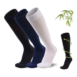 Bamboo Compression Socks Graduated Support for Running Cycling Travel Solid Color Black White Navy Blue Bamboo Compression Socks