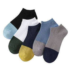 Bamboo Fiber Ankle Socks Men Simple Packing Splicing Color Low Top Shallow Mouth Boat Style High Logo