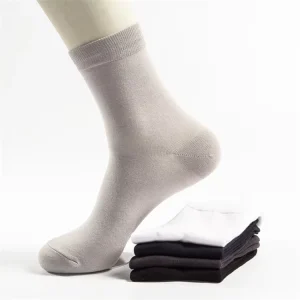 Bamboo Fiber Anti foul Men Crew Socks White Black Business Socks