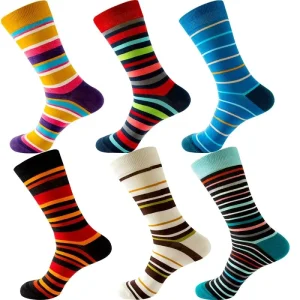 Bamboo Fiber Creative Stripes with Rich Colors Environmentally Friendly Breathable and Odor Proof Socks