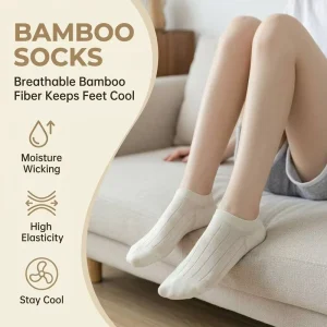 Bamboo Fiber Crew Thin Socks Breathable Antibacterial Sweat-wicking Cool Comfortable Spring Summer Bottom Plain Color
