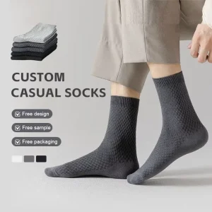 Bamboo Fiber Men’s Mid-Calf Socks Black Business Casual Sweat-Absorbing Breathable Socks