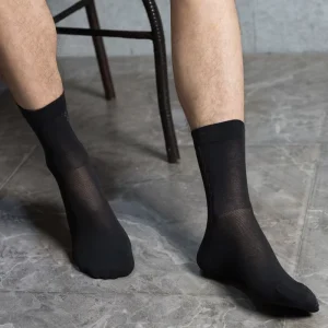 Bamboo Fiber Mens Thin Black Crew Fashion Business Men’s Dress Socks