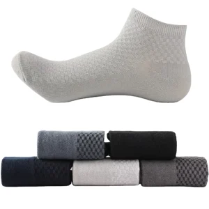 Bamboo Socks Breathable White Crew Ankle Little Grid Luxury Absorb Sweat Dress Work Socks for Men
