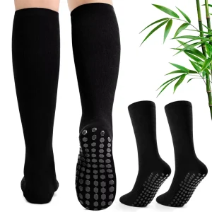 Bamboo Viscose Compression Socks Pregnancy Travel Sports Non Slip Dots Bamboo Copper Infused Thick Heel Grip Compression Socks