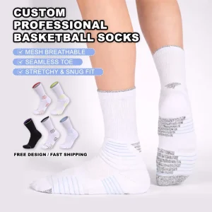 Basketball Towel Bottom Anti slip Cushioned Sports Socks Custom Men Basketball Socks