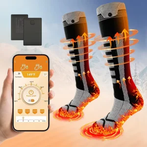 Battery Heated Socks for Skiing Winter Sports Rechargeable Thermal Warm Socks for Men and Women with Long Battery Life