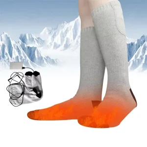 Battery Powered Heated Thermal Socks for Men Women 100% Cotton Knitted Wool Winter Warm Charging Socks