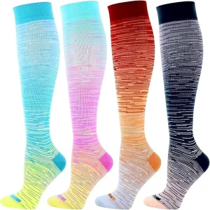 BiLu Gradient Knee High Cycling Socks for Women and Men Breathable Sports Bike Socks Outdoor Long Athletic Riding Socks