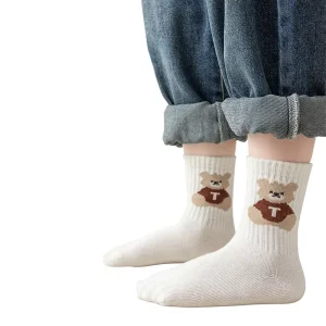 Big Children’s Socks Plush Brown Bear Mid Size Breathable Spring Cute Cartoon Japanese Korean Style All Match