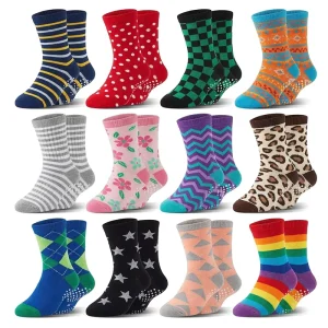 Big Kids Crew Knitted Anti-Slip Socks Cartoon Cotton Grip Boys Girls Indoor Play Home Use Custom Cute Socks
