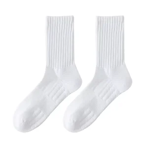 Big Size Custom Men’s Sport Cotton Crew Cushion Socks White Grey Black Knitted Athletic Terry Cartoon Autumn Socks for Men