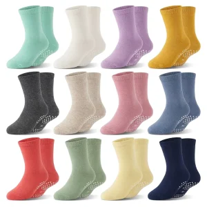 Bilu Custom Cute Anti Slip Summer Knitted Crew Dress Socks Big Kids Non Skid Pattern Cotton Grip Boys Girls Daily Wear