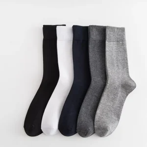 Black Business Mens Socks White Men 100% Cotton Dress Tube Socks