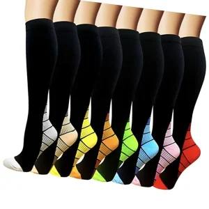 Black Comfortable Pressure Plain Performance Design Soccer Knee High Running Cycling Sports Compression Socks