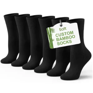 Black Cozy Knitted Ankle Diabetic Socks Moisturizing Custom Embroidered Bamboo Socks Men With Logo