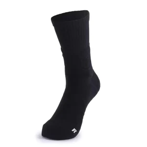Black Crew Socks Basketball Spring Sport Socks Breathable Cotton Spandex Knitted Hand Drawn Design Eco Friendly Bottom Logo
