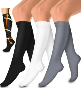Black Skin White Compression Socks Men Women 20 30 MmHg Knee High Compression Stockings for Sports Support Socks