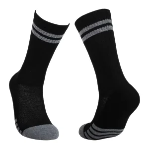 Black Striped Crew Sport Socks Low MOQ Bottom Logo Eco Friendly Soft Breathable