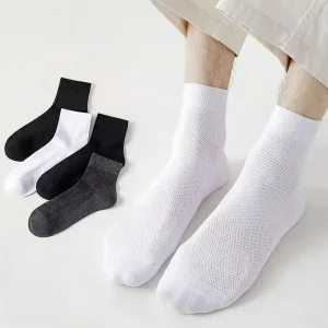 Black White Casual Cotton Socks Summer Spring Breathable Running Tennis Socks for Men
