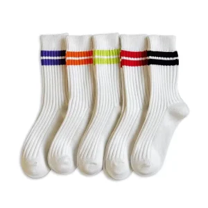 Black and Pink Stripe Sock Men Socks Funny Sports Stripe Unisex Striped Crew Socks