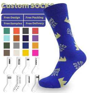 Blue Dress Socks Jacquard Quality Socks Women Men Good Material Soft Logo Cotton New Socks