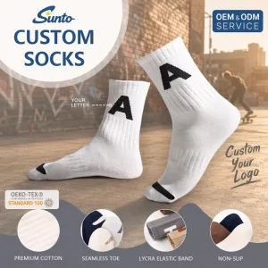Bold Streetwear Design Custom Logo Jacquard Lettered Crew Socks Men’s Fashion Sport Socks