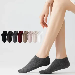Boneless Custom Logo Breathable Anti Slip Anti Bacterial Knitted Ankle Socks Pure Color No Show Compression Cotton Yoga Daily