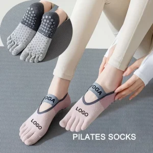 Boneless Custom Logo Cotton Grip Barre Trampoline Ankle Socks Pilates Non Slip Compression Yoga Ballet Stripe Socks