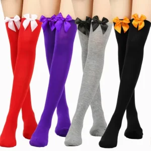 Bow Over the Knee Socks College Style Cotton Tall Stockings Cross Border Christmas Halloween Baby Kids Stockings