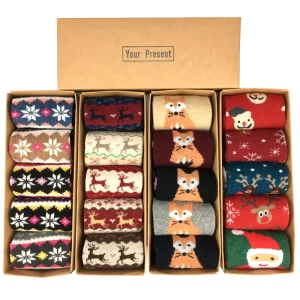 Boxed Christmas Socks New Autumn and Winter Thermal Wool Socks Thickened Warm Crew Socks
