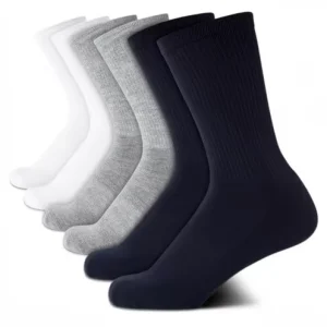 Boys Crew Socks 6 Pack Breathable Soft Stretch Performance Cushioned Mid Calf Athletic Navy Grey White Large