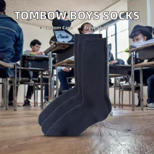 Boys Crew Socks School Uniform Solid Cotton Classic Mid Calf Kids Daily Wear