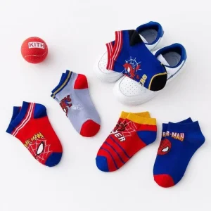 Boys & Girls Cartoon Spiderman Anime Summer Ankle Socks Comfortable Breathable Jacquard Standard Thickness Baby Student Socks