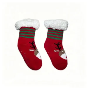 Boys Nordic Gingerbread Crew Cartoon Knitted Breathable Disposable Winter Floor Socks Anti slip Xmas Polar Bear
