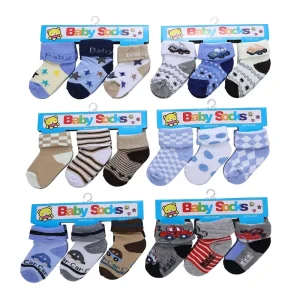 Boys’ and Girls’ Solid-color Lettered Children’s Socks with Cute Cartoon Stripes and Elastic Cuffs Baby Sock Set