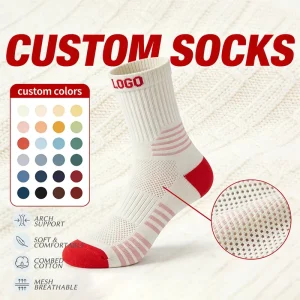 Brand Logo Socks Design Crew Jacquard Customised Socks XY Knitting White Striped Sports Custom Socks