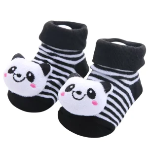 Breathable Anti Bacterial Baby Socks 3D Cartoon Character Knitted Crew High Sporty Anti Slip Indoor Play Cotton Blend